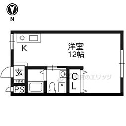 阪急京都本線 西院駅 徒歩12分の賃貸マンション 3階ワンルームの間取り
