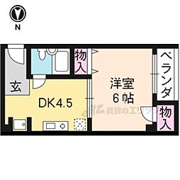 ドゥエル嵯峨の荘 4階1DKの間取り