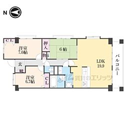エクセラージュ嵐山 5階3LDKの間取り