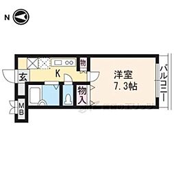 ミーティス衣笠 3階1Kの間取り