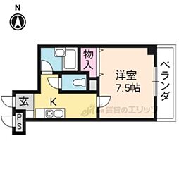 天神川林マンション 2階1Kの間取り