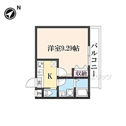 仮）フラッティ西京極 3階1Kの間取り