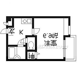 JR山陰本線 丹波口駅 徒歩10分の賃貸マンション 1階1Kの間取り