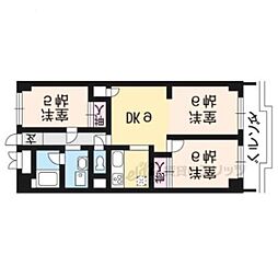 シャトー西京極 5階3LDKの間取り
