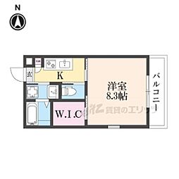 Sｈｉｎｉｎｇ二条離宮 2階1Kの間取り