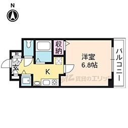 JR山陰本線 円町駅 徒歩8分の賃貸マンション 2階1Kの間取り