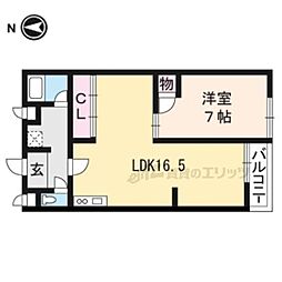 第31長栄コーポきぬもと 1階1LDKの間取り