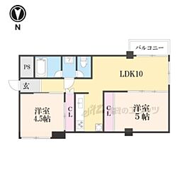 シーズン嵐山 4階2LDKの間取り