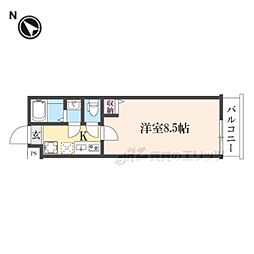 仮）フラッティ谷口園町 2階1Kの間取り