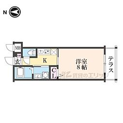 JR山陰本線 丹波口駅 徒歩8分の賃貸マンション 1階1Kの間取り