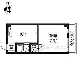 阪急京都本線 西京極駅 徒歩12分の賃貸マンション 2階ワンルームの間取り