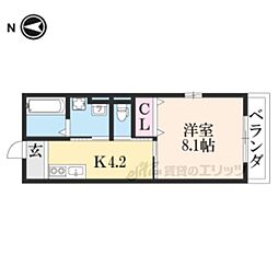 エルメゾン嵯峨 1階1Kの間取り