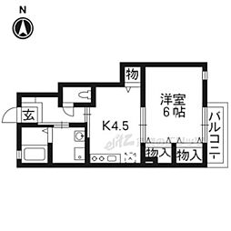 阪急京都本線 西院駅 徒歩2分の賃貸アパート 1階1DKの間取り