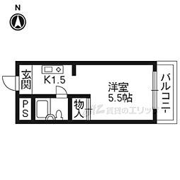 ネットワークジャパンII 3階1Kの間取り