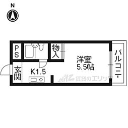 ネットワークジャパンII 3階1Kの間取り