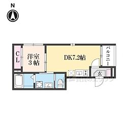 エーデルシュタイン花園伊町 2階1DKの間取り