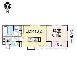 D-ROOM壬生森町 2階1LDKの間取り