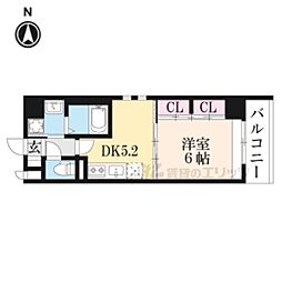 サイプレス太子道 4階1DKの間取り