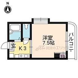 ラ・ビスタII 5階1Kの間取り