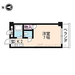 京福電気鉄道北野線 宇多野駅 徒歩1分の賃貸マンション 3階1Kの間取り