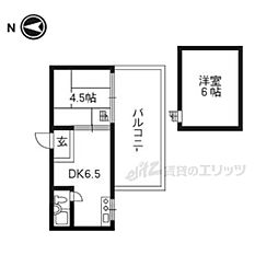 サンハイツ嵯峨野 4階1Kの間取り