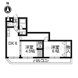 メゾンＴＭＩ 4階2DKの間取り