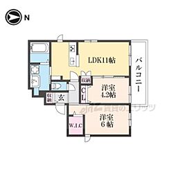 JR山陰本線 二条駅 徒歩13分の賃貸マンション 3階2LDKの間取り