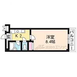 グランブルー 1Kの間取図画像