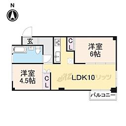 シーズン嵐山 6階2LDKの間取り