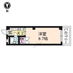 フォーブル末広 4階1Kの間取り