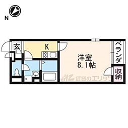 京福電気鉄道北野線 宇多野駅 徒歩7分の賃貸アパート 1階1Kの間取り