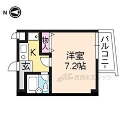JR山陰本線 二条駅 徒歩23分の賃貸マンション 3階1Kの間取り