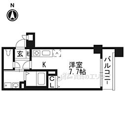 京福電気鉄道北野線 北野白梅町駅 徒歩12分の賃貸マンション 2階1Kの間取り