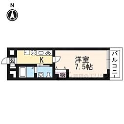 フラッティ今出川天神 1階1Kの間取り