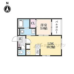 （仮称）太秦西蜂岡町B 201 2階1LDKの間取り