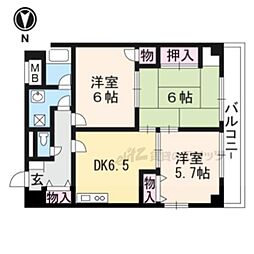 嵯峨西和 1階3DKの間取り
