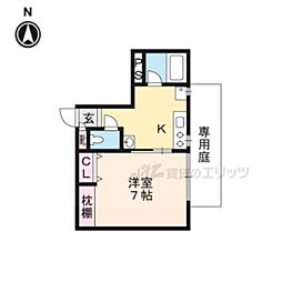 阪急京都本線 桂駅 徒歩5分の賃貸アパート 1階1Kの間取り