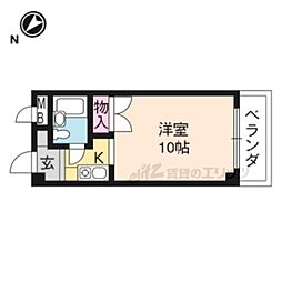 京都市営烏丸線 北大路駅 バス20分 原谷下車 徒歩2分の賃貸マンション 4階1Kの間取り