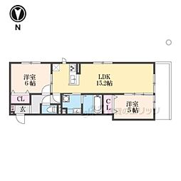 D-ROOM西院小米 2LDKの間取図画像