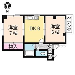 セーブルフジイ 2階2DKの間取り