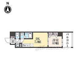 阪急京都本線 西院駅 徒歩8分の賃貸マンション 9階1Kの間取り