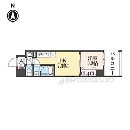 阪急京都本線 西院駅 徒歩8分の賃貸マンション 10階1Kの間取り