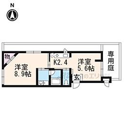 TK FLAT西京極 1階2Kの間取り