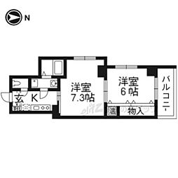JR山陰本線 円町駅 徒歩6分の賃貸マンション 1階1DKの間取り