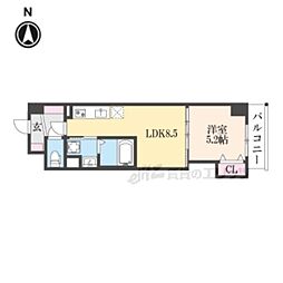 JR東海道・山陽本線 西大路駅 徒歩12分の賃貸マンション 4階1DKの間取り
