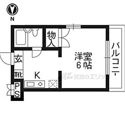 サン嵐山 1Kの間取図画像