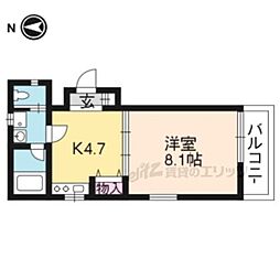 グレイス花園 1Kの間取図画像
