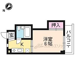 プレアール京都北山 1Kの間取図画像