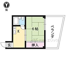 サンスィート金閣 1Kの間取図画像