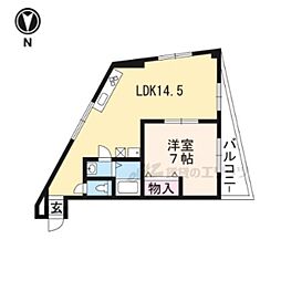 プルミエール五条桂 1LDKの間取図画像